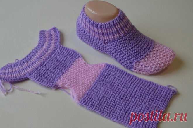 Seamless Two-Needle Knitted Slippers