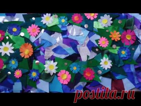 Салфетка - картина. Салфетка сшита в технике пицца и окантована тканью.