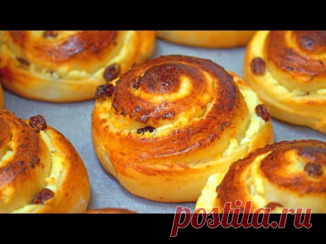 НАШИ ЛЮБИМЫЕ БУЛОЧКИ к ЧАЮ! Тесто БЕЗ яиц | С Творогом | Кулинарим с Таней