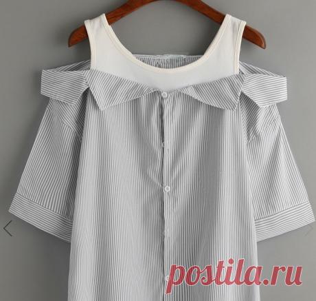 Блузка из майки и рубашки Модная одежда и дизайн интерьера своими руками