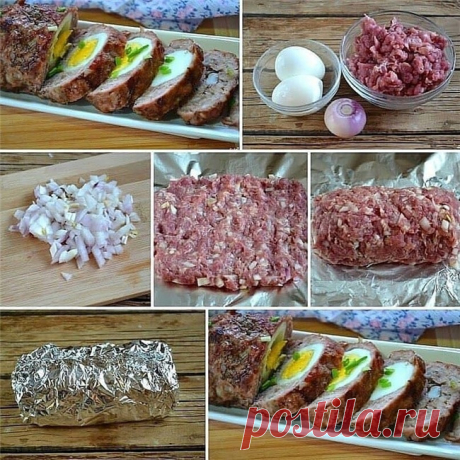 Мясной рулет с яйцом