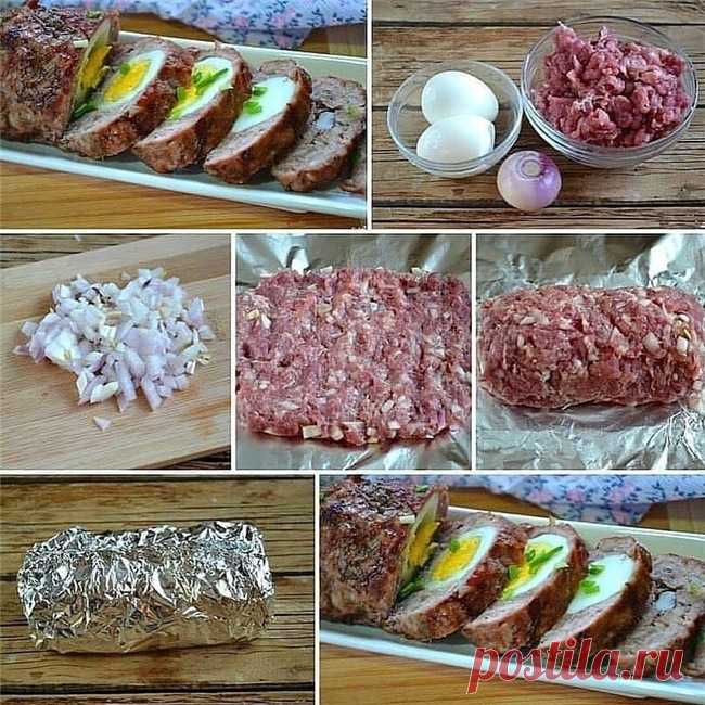 Мясной рулет с яйцом