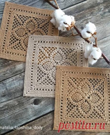 Красивый квадратный мотив крючком