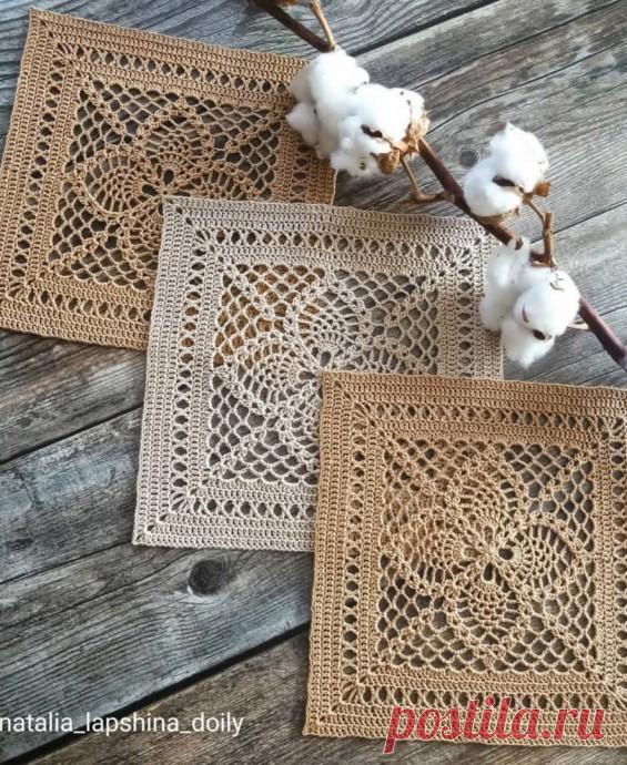 Красивый квадратный мотив крючком