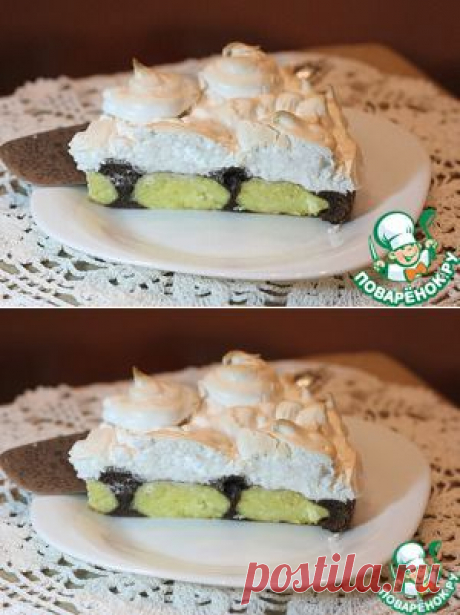 Шоколадный торт с творожными шариками и меренгой - кулинарный рецепт