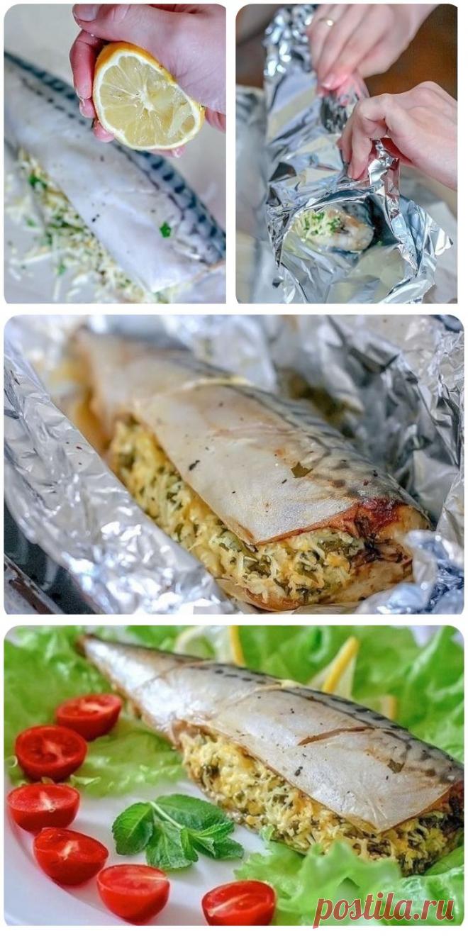 Скумбрия, фаршированная яйцом и сыром. (2 рецепта)