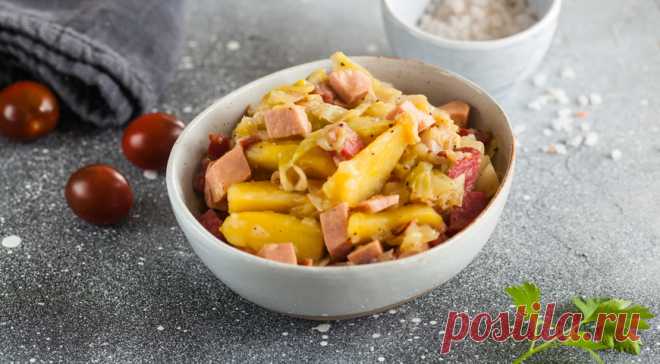 Рагу из капусты с картофелем и мясными остатками, пошаговый рецепт с фото