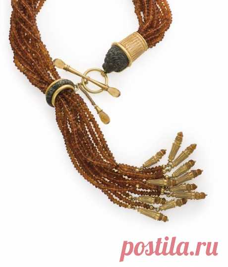 COLLIER CITRINES ET OR