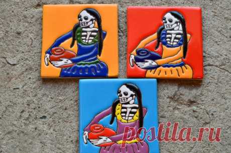 Azulejos Talavera Pintadas a mano dia de los muertos musicos - Etsy Chile