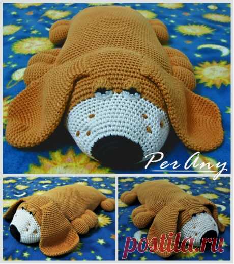 Подушка-собака крючком