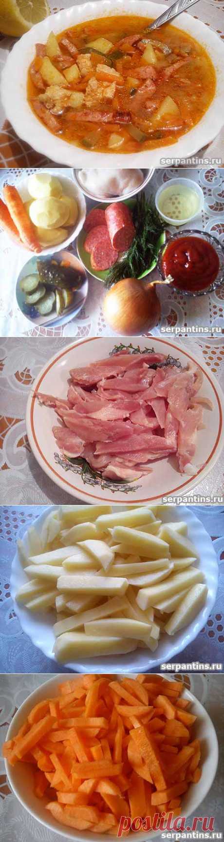 Солянка с курицей и колбасой | Серпантин