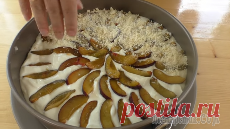Засыпаем творожно-сливовую начинку крошкой! И получаем вкуснейший немецкий пирог! Выпечка с творогом