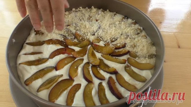 Засыпаем творожно-сливовую начинку крошкой! И получаем вкуснейший немецкий пирог! Выпечка с творогом