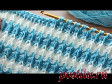 Super tunisian crochet⚡⚡ very easy two-color Tunisian crochet online tutorial for beginners