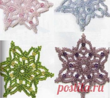 Разноцветные снежинки Новогодние изделия – Бисерок