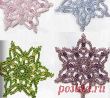 Разноцветные снежинки Новогодние изделия – Бисерок