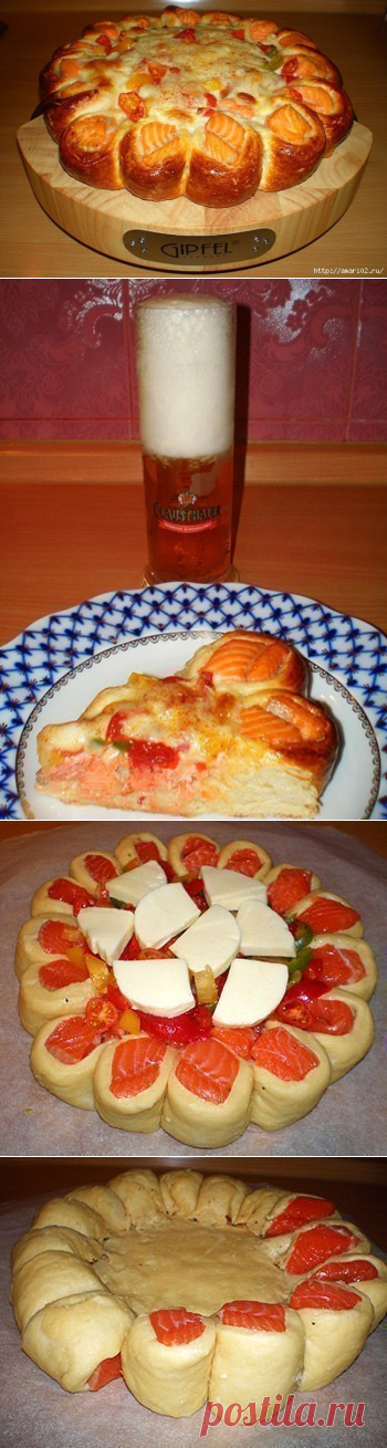 Вкусный и красивый рыбный пирог.
