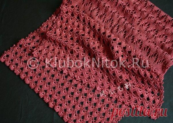 Бордовая ажурная шаль | Вязание для женщин | Вязание спицами и крючком. Схемы вязания.