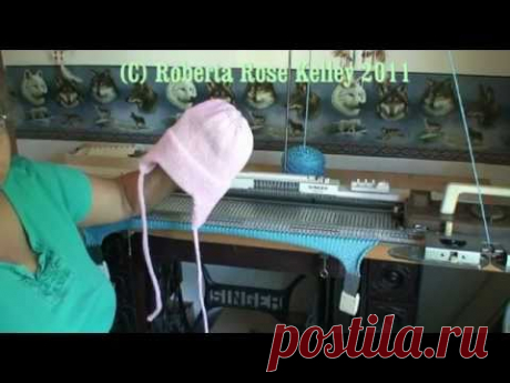 Ear Flap Hat on the knitting machine - YouTube