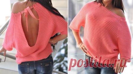 Кофточка спицами с открытой спинкой