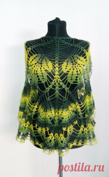 Шаль &quot;дубовые листья&quot; крючком схема