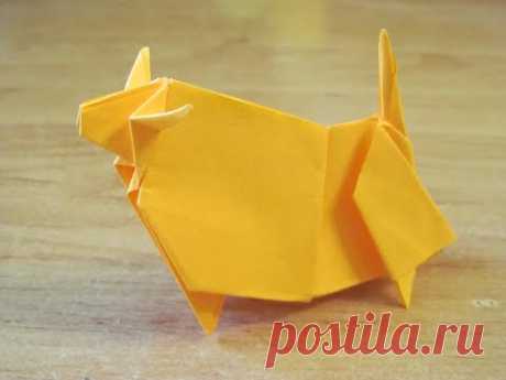 Как сделать БЫКА КОРОВУ ИЗ БУМАГИ Бумажный Бык ОРИГАМИ How to make a PAPER Bull Cow ORIGAMI