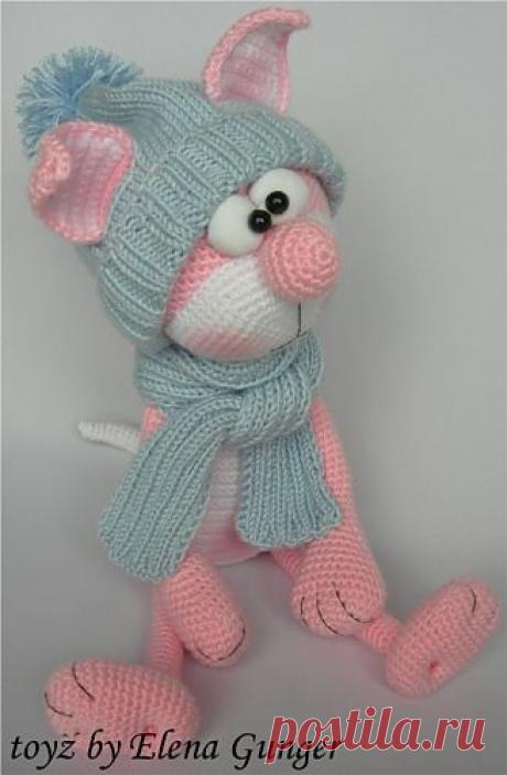 Розовый котик крючком. Описание. /