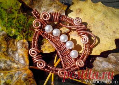 Медный кулон (жемчуг) / Wire Wrap / В рукоделии