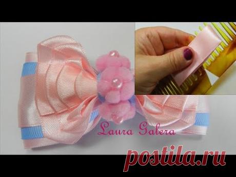 Ribbon work with comb ! Haz un moño con cintas y peine !Trabalhar com fitas e pente