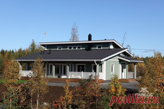 Проект одноэтажного деревянного дома Atlas 112.8 m² | Finnlog | Finnlog