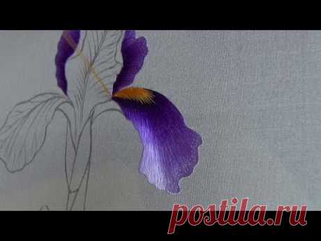 Hand embroidery苏绣(苏州刺绣针法教程) 両面刺繍Iris(1)