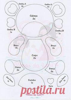 Molde de Ursinho de feltro Baixar molde de feltro de ursinho para confecção de guirlandas e decorações