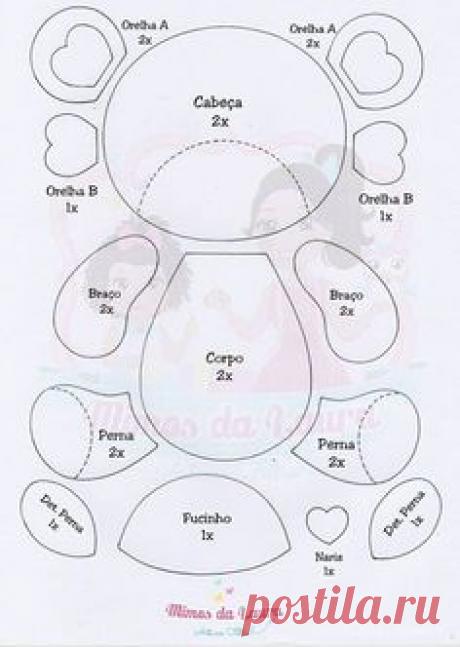 Molde de Ursinho de feltro Baixar molde de feltro de ursinho para confecção de guirlandas e decorações