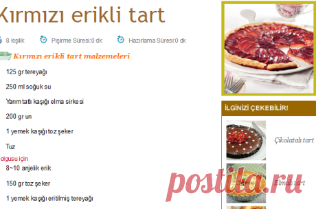 Kırmızı erikli tart Tarifi - Resimli Yemek Tarifleri - Lezzet