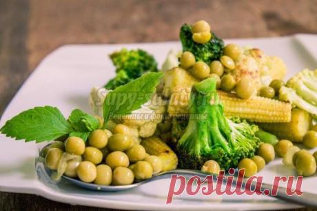 Горячий салат из цветной капусты, брокколи и кукурузы. Рецепт с пошаговыми фото