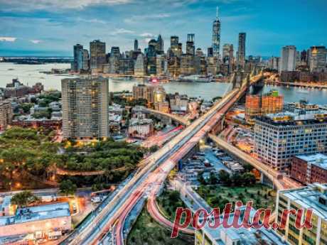 Al caer la noche - Manhattan, New York. | Banco de Imágenes Gratis