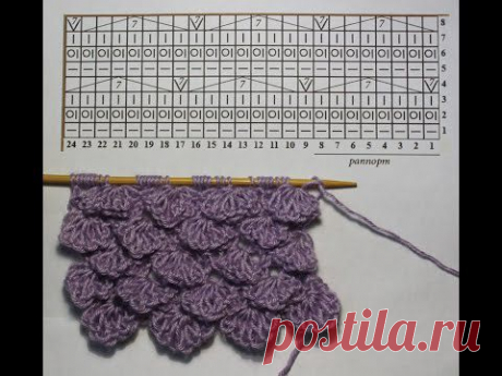 Узор «Чешуя» спицами, видео