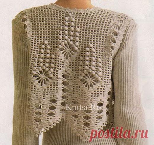 Стильный жилет в технике филейного вязания Стильный жилет в технике филейного вязания. Схема