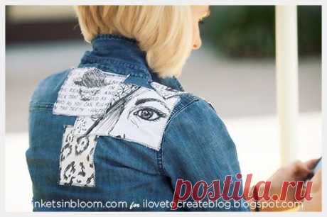 Рисованные &quot;заплатки&quot; на джинсовой рубашке