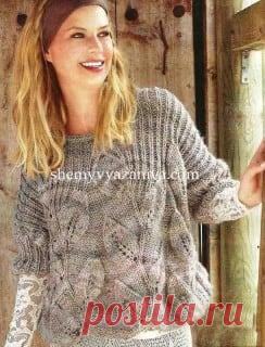 Объемный пуловер с листиками