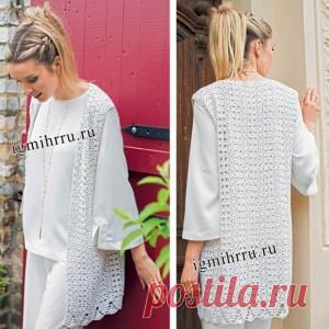 Ажурный нежный жилет с волнистой каймой - МирТесен