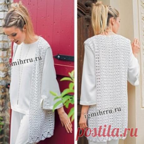 Ажурный нежный жилет с волнистой каймой - МирТесен