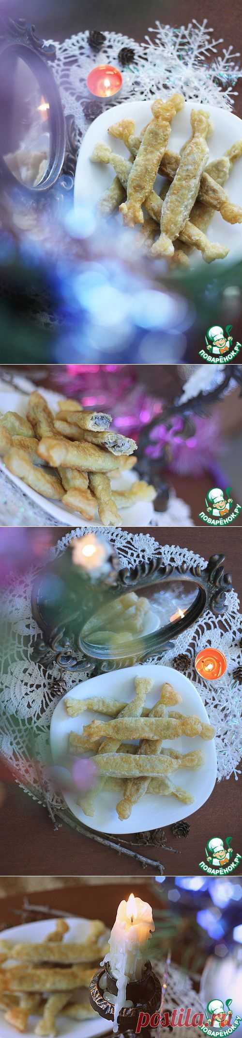 Новогодние "хлопушки" с курицей и грибами - кулинарный рецепт