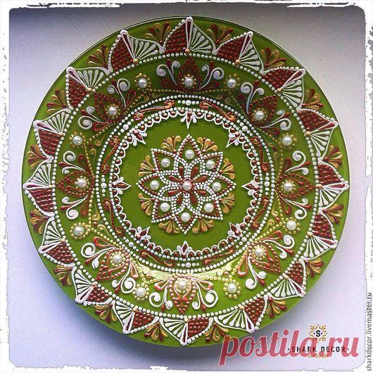 Купить Декоративная тарелка - зеленый, тарелка, Тарелка декоративная, тарелка сувенирная, тарелка настенная