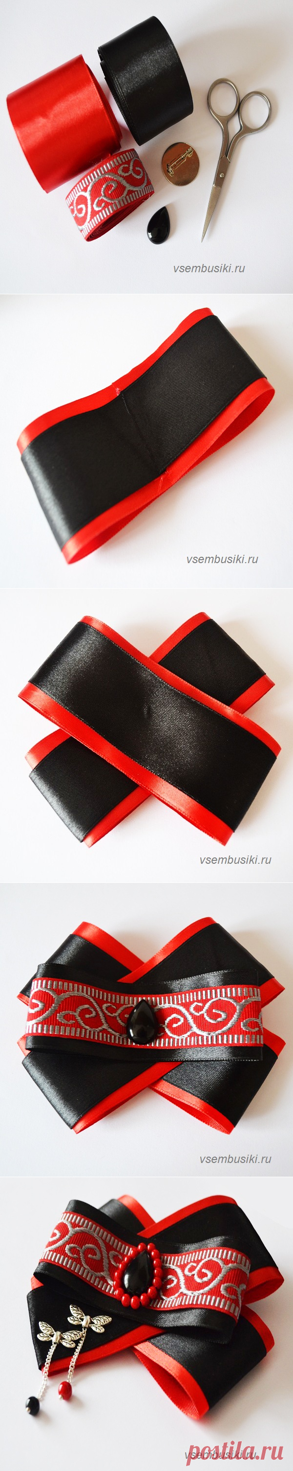 Брошь из атласных лент своими руками