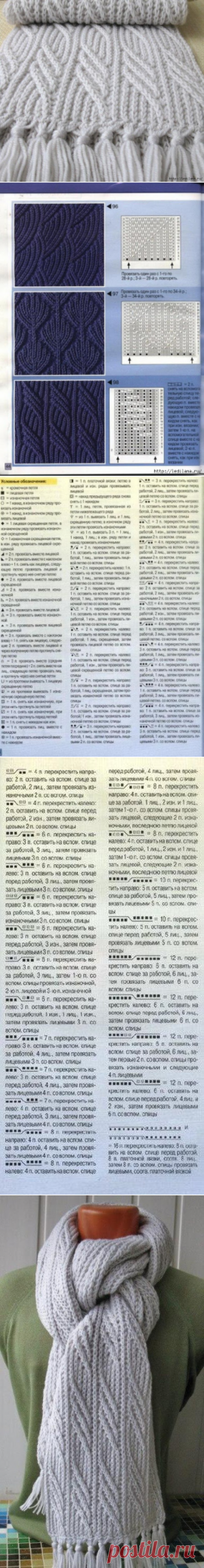 Вяжем шикарный шарф спицами + 3 узора спицами для шарфа