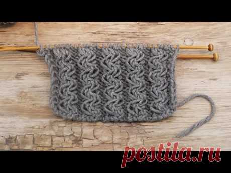 Объёмная резинка из перекрещений спицами 🍫 Volumetric rib knitting pattern
