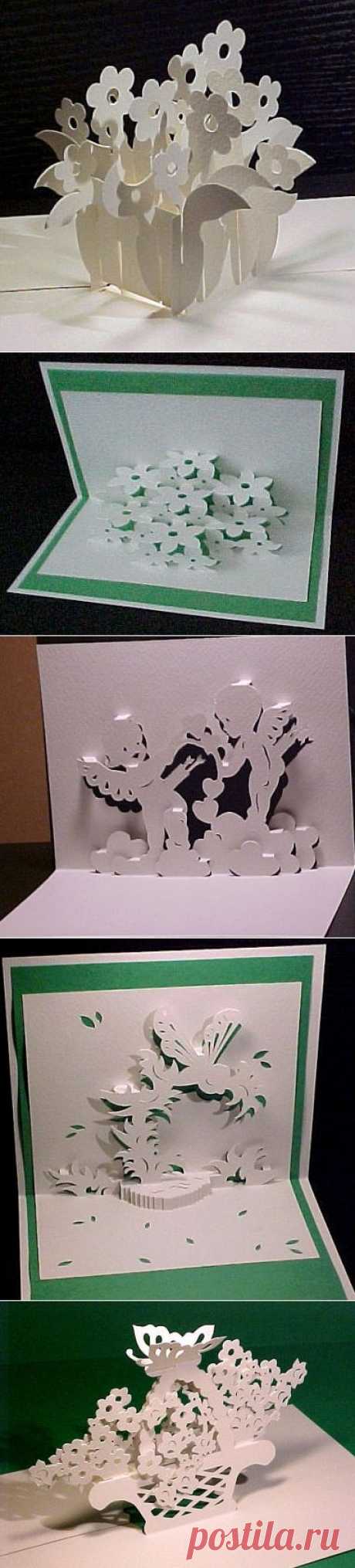 KIRIGAMI - примеры и схемы. ВЫРЕЗАЕМ КРАСИВЫЕ ОТКРЫТКИ.