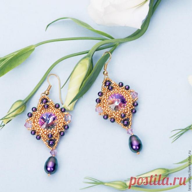 Мастер-класс: создаем очаровательные серьги из бисера и кристаллов Swarovski | Журнал Ярмарки Мастеров