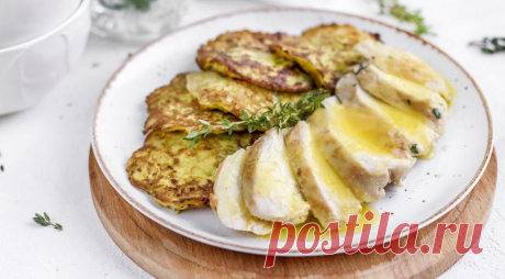 Оладьи из кабачка с куриным филе и апельсиновым соусом, пошаговый рецепт с фото